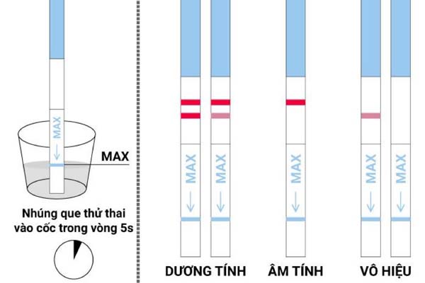 Hình ảnh que thử thai 2 vạch đậm, mờ, nhạt tự chụp